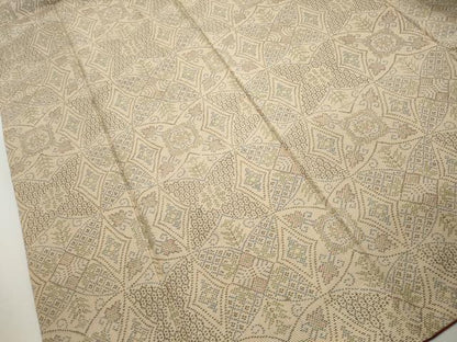 平和屋着物■上質な紬　幾何学花文　正絹　逸品　DABK6013qa