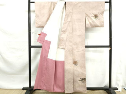 平和屋着物■訪問着　紬地　雪輪花松文　暈し染め　金彩　正絹　逸品　DABK6014qa