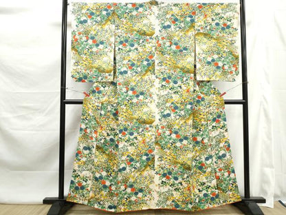 平和屋着物■上質な小紋　枝花文　正絹　逸品　DABK6015qa