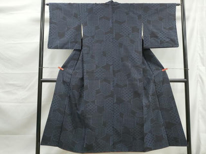 平和屋着物■結城紬　亀甲文　正絹　逸品　DABK6022qa