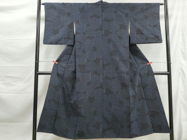 平和屋着物■結城紬　亀甲文　正絹　逸品　DABK6022qa