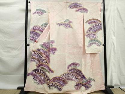 平和屋着物■豪華振袖　駒刺繍　青海波花蝶文　暈し染め　金彩　正絹　逸品　DABK6038qa