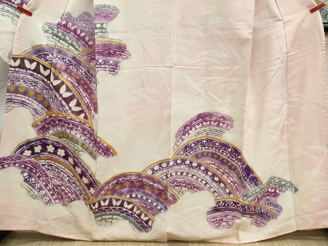 平和屋着物■豪華振袖　駒刺繍　青海波花蝶文　暈し染め　金彩　正絹　逸品　DABK6038qa