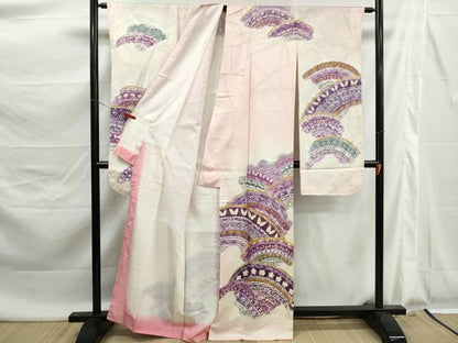 平和屋着物■豪華振袖　駒刺繍　青海波花蝶文　暈し染め　金彩　正絹　逸品　DABK6038qa