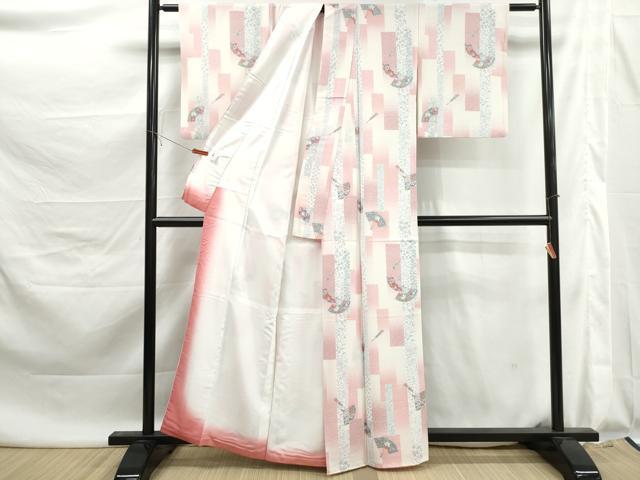 平和屋着物■小紋　扇面花間道　暈し染め　洗える着物　DABK6046qa
