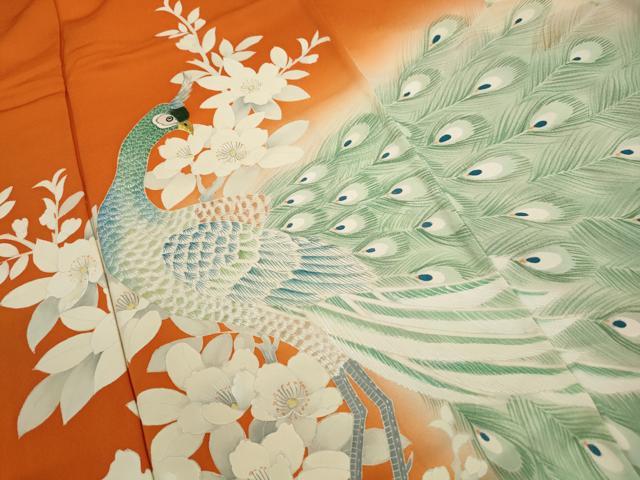 平和屋着物■豪華色留袖　刺繍　孔雀花文　暈し染め　金銀糸　正絹　逸品　DABK6075qa