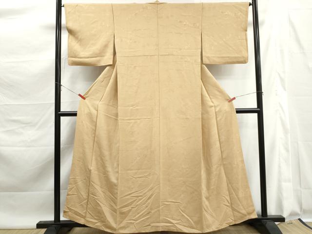 平和屋着物■上質な色無地　大名行列地紋　丁字色　正絹　逸品　DABK6076qa