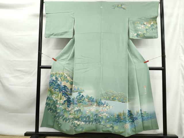 平和屋着物■訪問着　友禅　作家物　風景花文　彩賀旅情　暈し染め　正絹　逸品　DABK6083qa