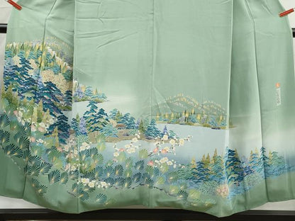 平和屋着物■訪問着　友禅　作家物　風景花文　彩賀旅情　暈し染め　正絹　逸品　DABK6083qa
