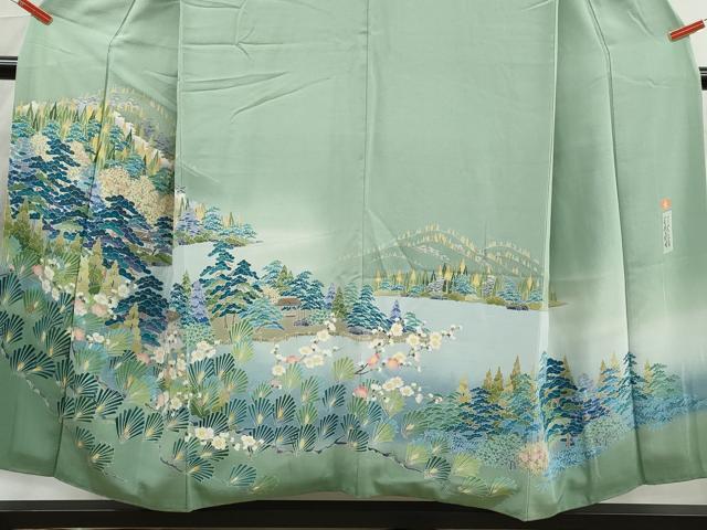 平和屋着物■訪問着　友禅　作家物　風景花文　彩賀旅情　暈し染め　正絹　逸品　DABK6083qa