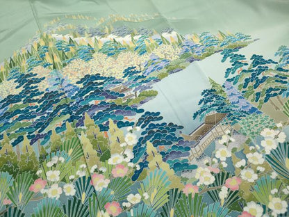 平和屋着物■訪問着　友禅　作家物　風景花文　彩賀旅情　暈し染め　正絹　逸品　DABK6083qa