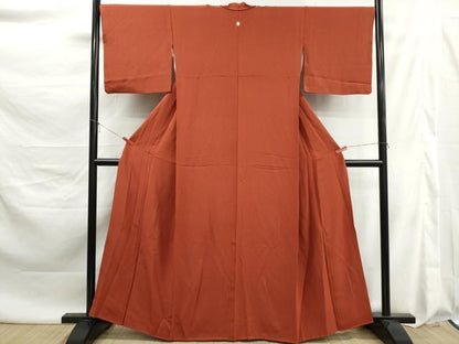 平和屋着物■上質な色無地　赤丹色　正絹　逸品　DABK6086qa