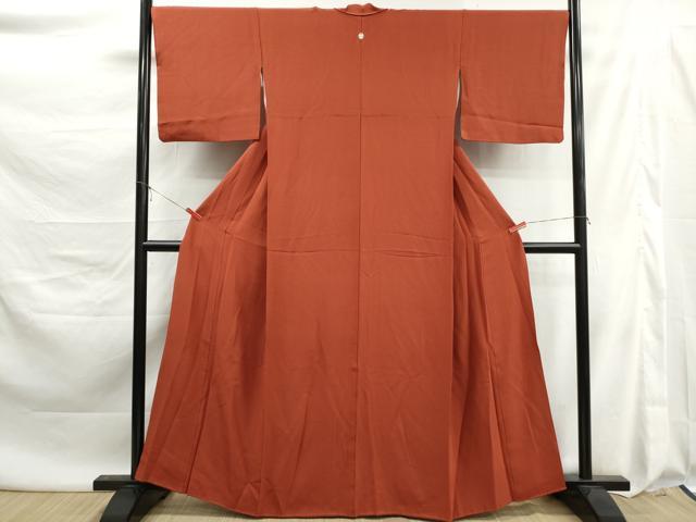 平和屋着物■上質な色無地　赤丹色　正絹　逸品　DABK6086qa