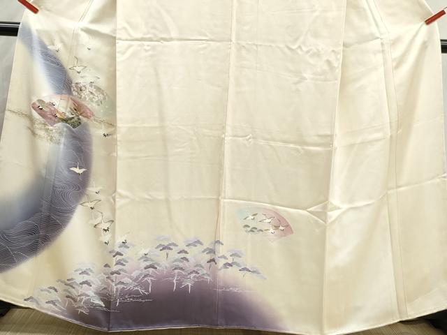 平和屋着物■訪問着　浜松群鶴文　暈し染め　金銀彩　正絹　逸品　DABK6094qa