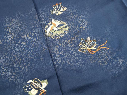 平和屋着物■訪問着　刺繍　更紗花鳥文　金彩　正絹　逸品　DABK6095qa