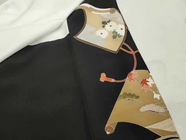 平和屋着物■豪華黒留袖　作家物　絵巻鴛鴦花文　松竹梅　金彩　正絹　逸品　DABK6101qa