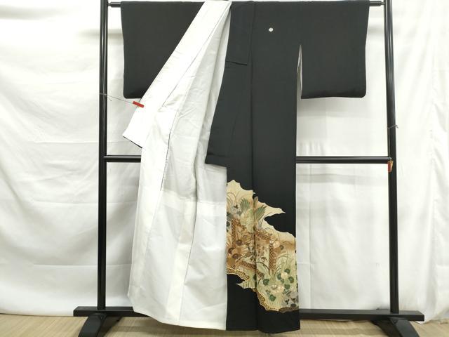 平和屋着物■豪華黒留袖　駒刺繍　風景花鳥文　金彩　正絹　逸品　DABK6102qa