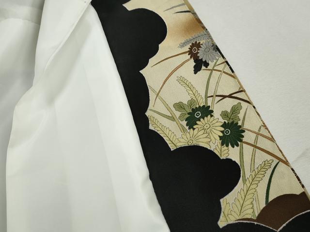 平和屋着物■豪華黒留袖　駒刺繍　風景花鳥文　金彩　正絹　逸品　DABK6102qa