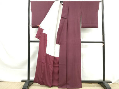 平和屋着物■上質な色無地　葡萄茶色　正絹　逸品　DABK6103qa
