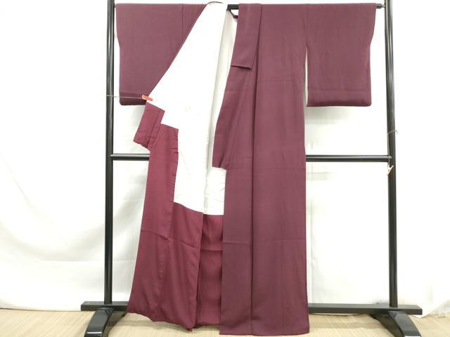 平和屋着物■上質な色無地　葡萄茶色　正絹　逸品　DABK6103qa