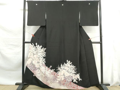 平和屋着物■豪華黒留袖　霞花車文　正絹　逸品　DABK6113qa