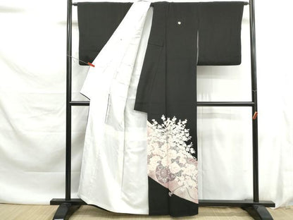 平和屋着物■豪華黒留袖　霞花車文　正絹　逸品　DABK6113qa