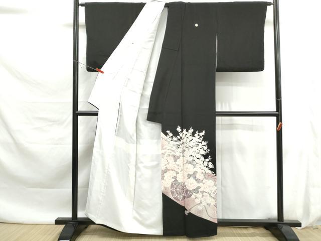 平和屋着物■豪華黒留袖　霞花車文　正絹　逸品　DABK6113qa