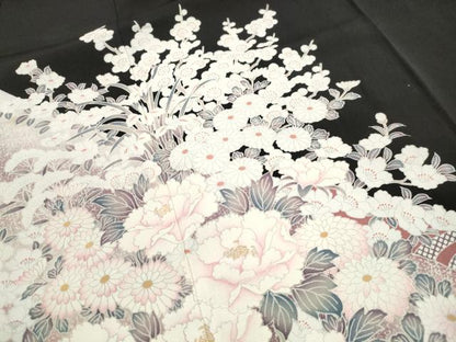 平和屋着物■豪華黒留袖　霞花車文　正絹　逸品　DABK6113qa