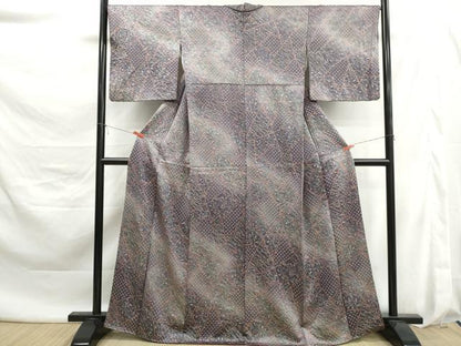 平和屋着物■上質な小紋　絞り　枝花文　暈し染め　金彩　正絹　逸品　DABK6115qa