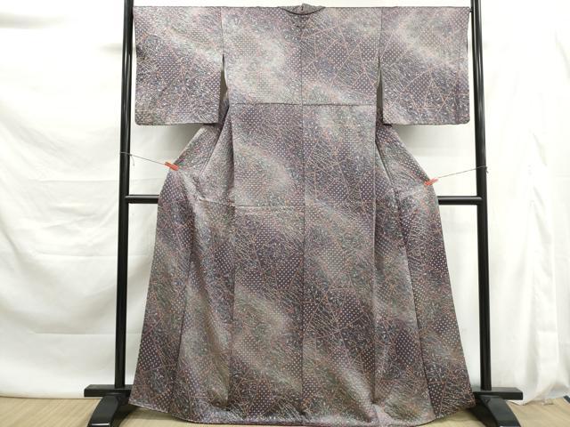 平和屋着物■上質な小紋　絞り　枝花文　暈し染め　金彩　正絹　逸品　DABK6115qa