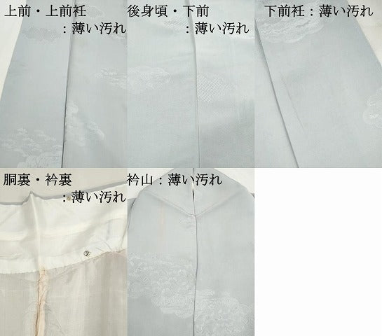 平和屋着物■上質な色無地　雲取り花地紋　月白色　正絹　逸品　DABK6127qa