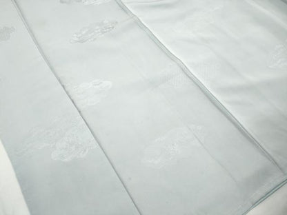 平和屋着物■上質な色無地　雲取り花地紋　月白色　正絹　逸品　DABK6127qa