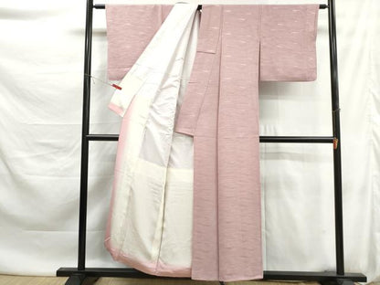 平和屋着物■上質な色無地　立波地紋　撫子色　正絹　逸品　DABK6131qa