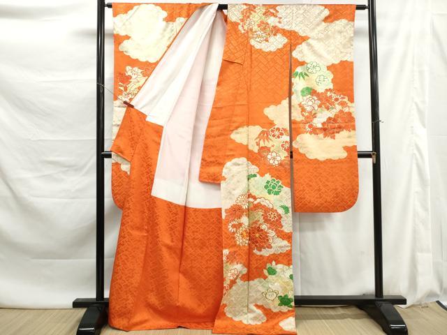 平和屋着物■豪華振袖　駒刺繍　雲取り花松文　金彩　正絹　逸品　DABK6133qa