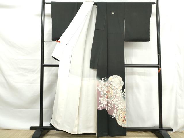 平和屋着物■豪華黒留袖　花唐草文　暈し染め　正絹　逸品　DABK6134qa