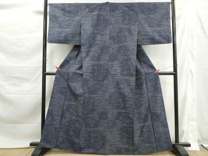 平和屋着物■結城紬　80亀甲　笹竹文　正絹　逸品　DABK6139qa