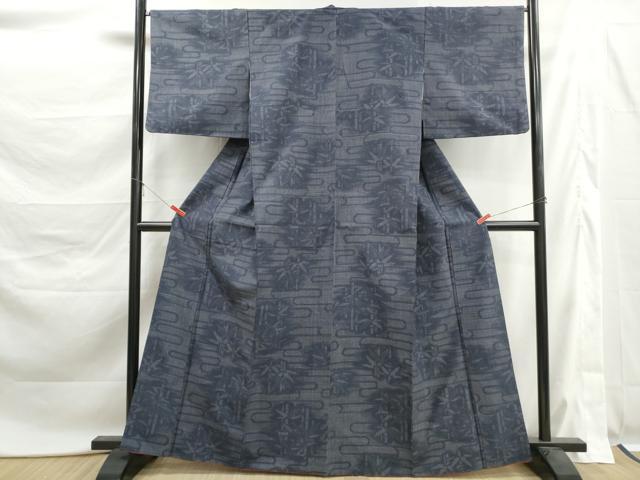 平和屋着物■結城紬　80亀甲　笹竹文　正絹　逸品　DABK6139qa