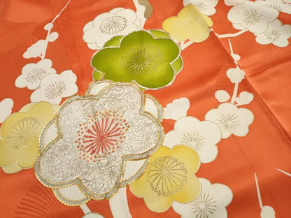 平和屋着物■豪華振袖　駒刺繍　枝梅文　金彩　正絹　逸品　DABK6140qa