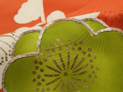 平和屋着物■豪華振袖　駒刺繍　枝梅文　金彩　正絹　逸品　DABK6140qa