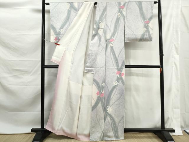 平和屋着物■上質な小紋　霞枝花文　暈し染め　正絹　逸品　DABK6142qa