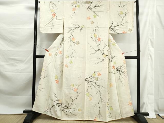 平和屋着物■訪問着　手描き　枝花文　正絹　逸品　DABK6144qa
