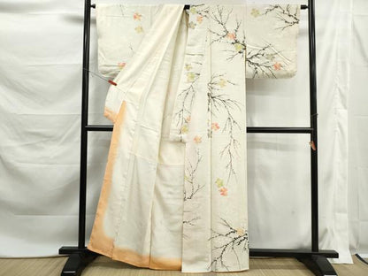 平和屋着物■訪問着　手描き　枝花文　正絹　逸品　DABK6144qa