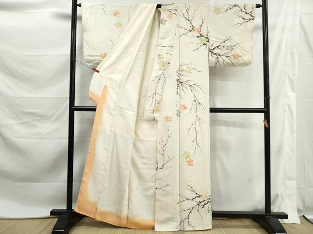 平和屋着物■訪問着　手描き　枝花文　正絹　逸品　DABK6144qa
