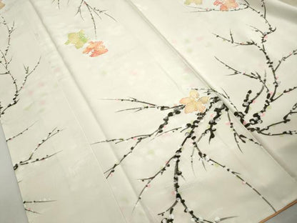 平和屋着物■訪問着　手描き　枝花文　正絹　逸品　DABK6144qa