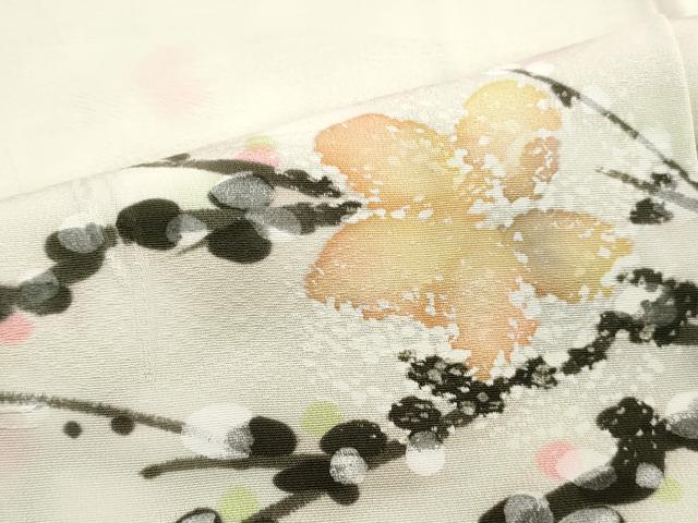 平和屋着物■訪問着　手描き　枝花文　正絹　逸品　DABK6144qa