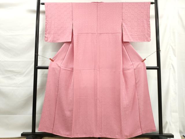 平和屋着物■上質な色無地　松皮菱花地紋　薄紅色　正絹　逸品　DABK6145qa