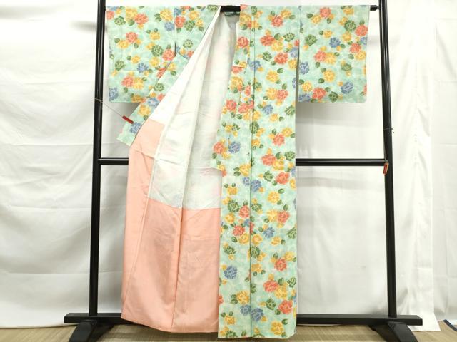 平和屋着物■上質な小紋　舞花文　暈し染め　正絹　逸品　DABK6147qa