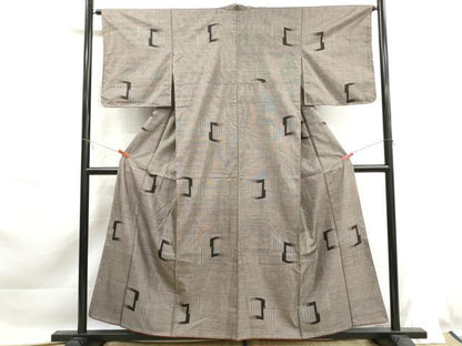 平和屋着物■本場大島紬　9マルキ　幾何学文　正絹　逸品　未使用　DABK6148qa
