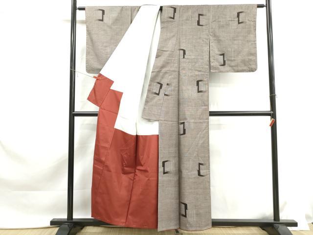 平和屋着物■本場大島紬　9マルキ　幾何学文　正絹　逸品　未使用　DABK6148qa