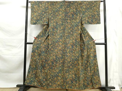 平和屋着物■上質な小紋　更紗花文　正絹　逸品　DABK6150qa